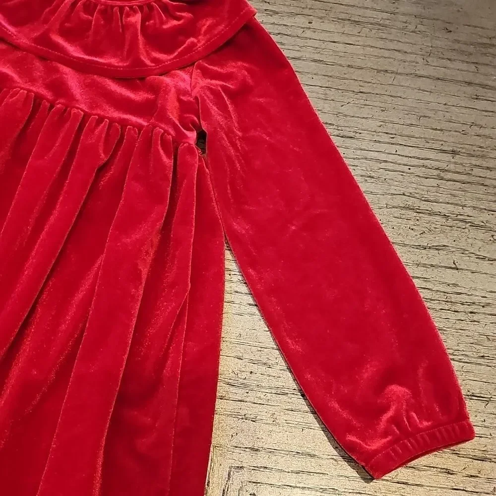 4T red long sleeve velvet dress Mud Pie